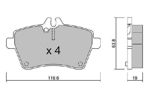 Jeu de 4 plaquettes de frein AISIN ref. BPMB-1005